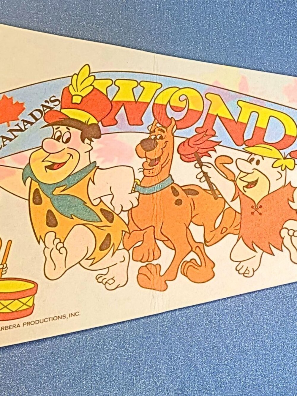Rare Vintage 1980 Flintstones Yogi Bear Hanna-Barbera Pennant Flag Collectible